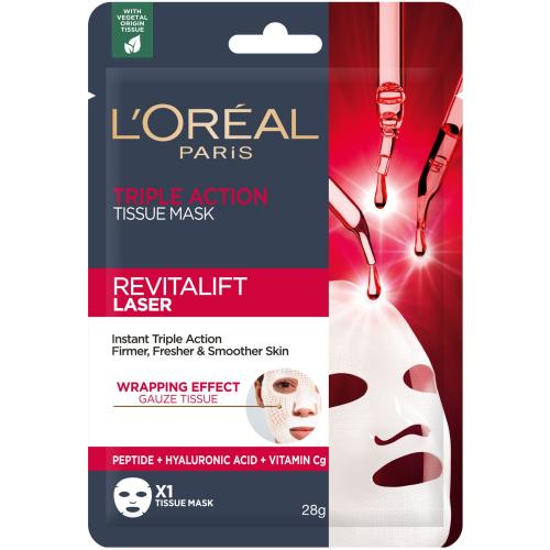 L'oreal Paris Revitalift Laser Triple Action Tissue Mask Αντιγηραντική Υφασμάτινη Μάσκα Προσώπου, Τριπλής Δράσης 28g